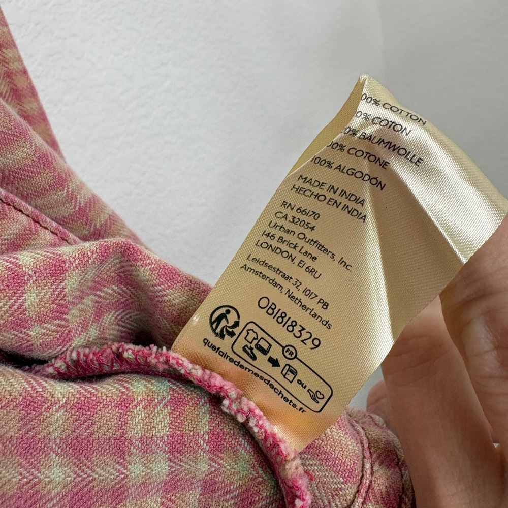 Free People We The Free Remade Plaid Top Red Combo Button Front Shirt Small - Picture 6 of 10